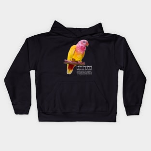 Lutino rosy-faced lovebird white text Kids Hoodie